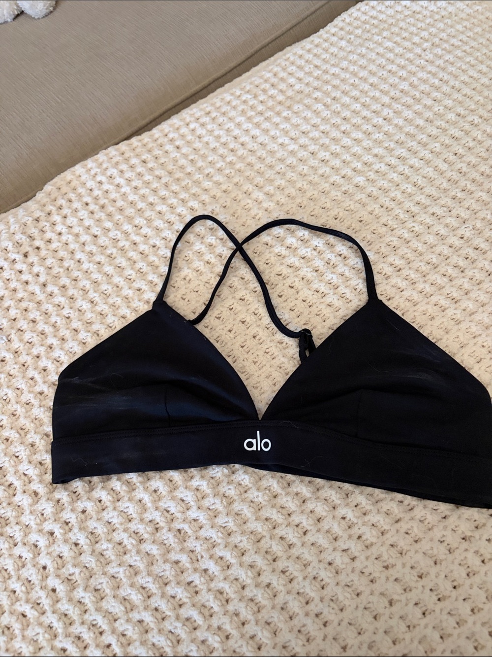 ALO Splendor Black Triangle Bralette with Thin Straps